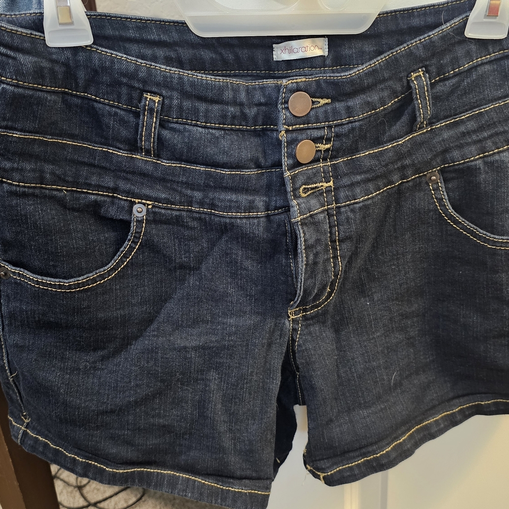 Xhilaration Blue Jean Shorts with Frayed Hem